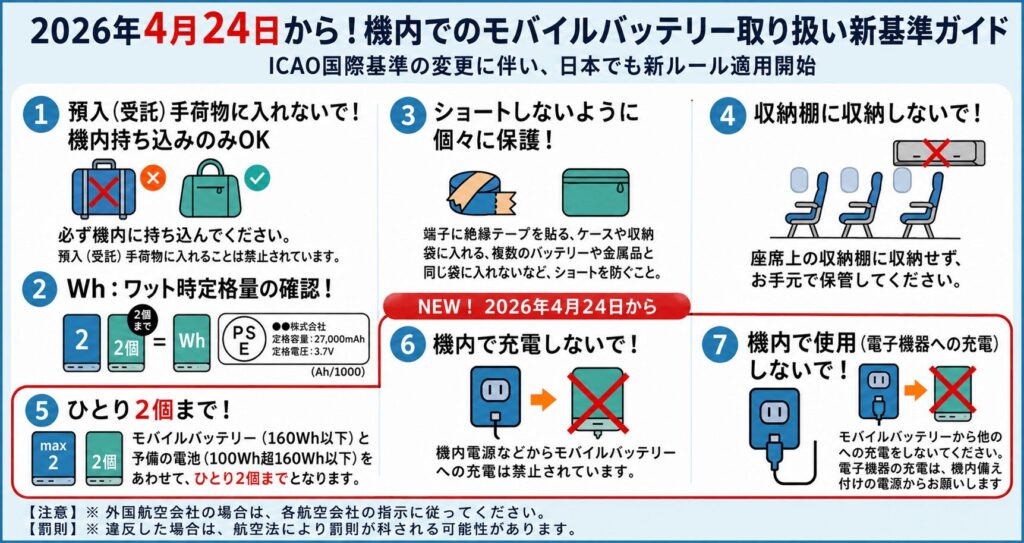 2026年4月24日航空機内での藻場入りバッテリー取り扱いガイド