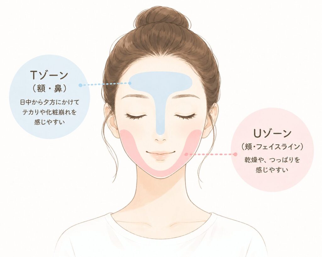 Tゾーン、Uゾーンお肌への「塗り方図解」