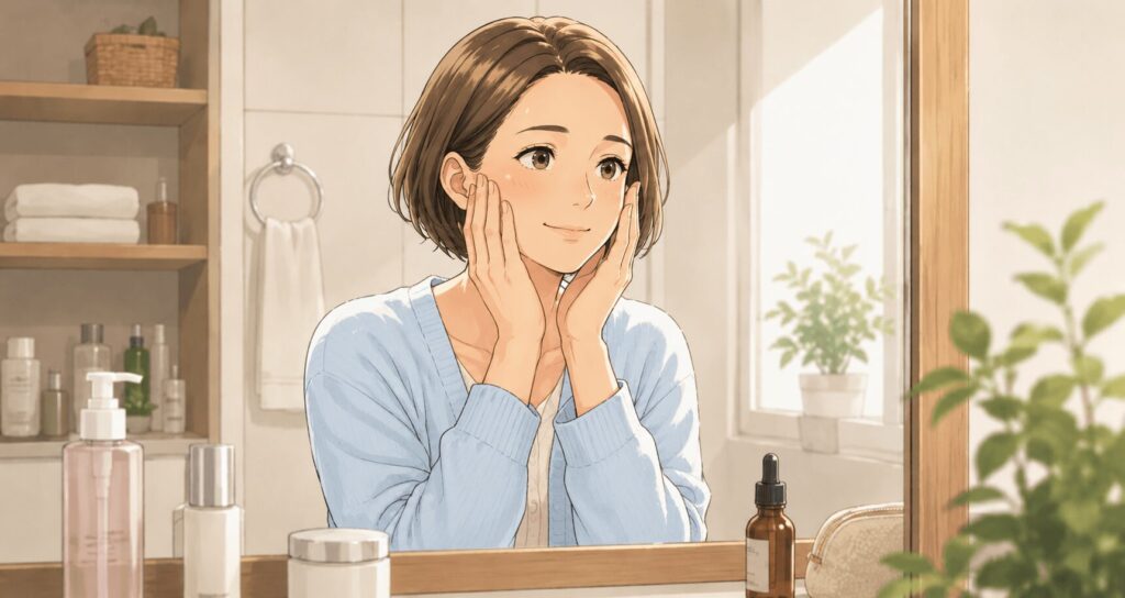 しっとりお肌が潤い嬉しい女性