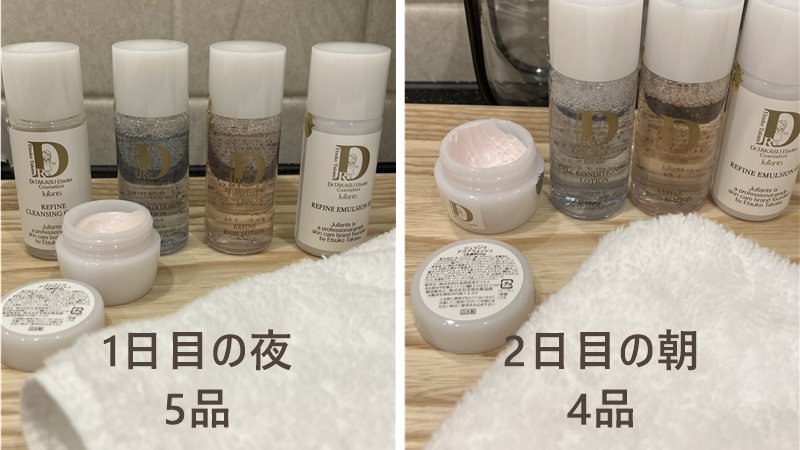 夜と朝の使用アイテムと使用量の比較